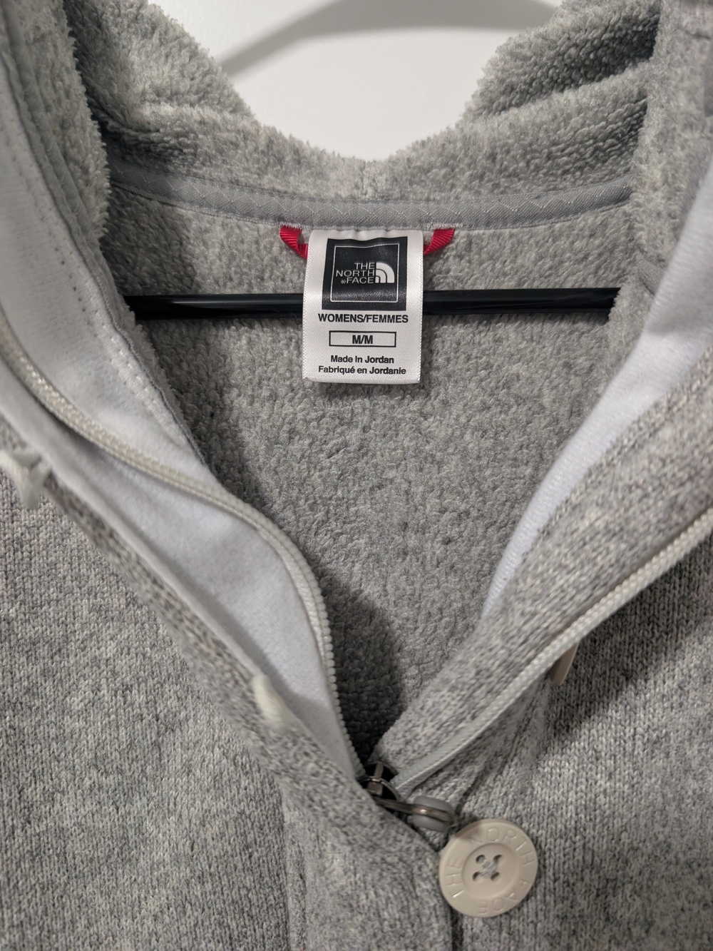 The North Face Women's Light Gray Zip-Up Hooded Fleece Pullover - Picture 3 of 8